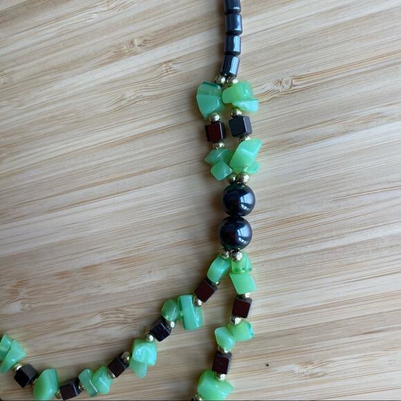 Green Statement Layered Necklace - Picture 4 of 6